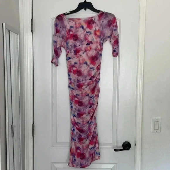 NWT BETSEY JOHNSON Sunset Floral Tie-Dye Mesh Dress Sz Small - Picture 7 of 11